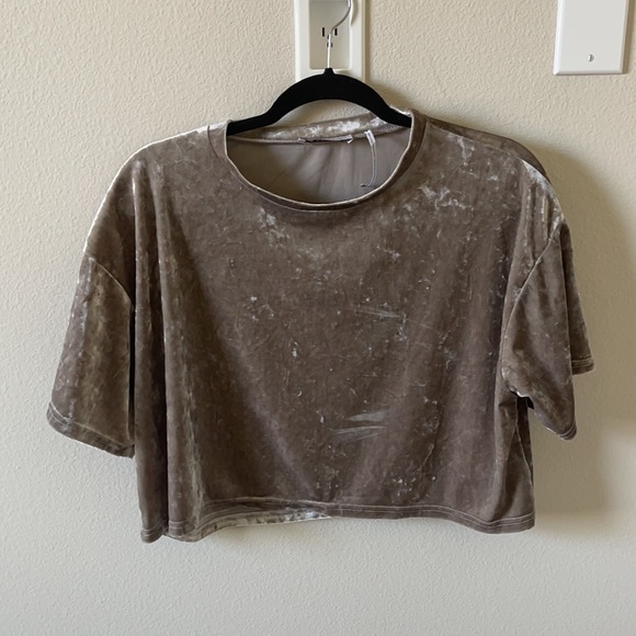 Urban Outfitters Shimmery Velvet Cropped Tee - Picture 2 of 4